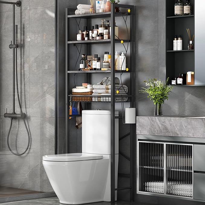 Over-The-Toilet Storage Rack, 4-Tier Bathroom Organizer Shelf Over Toilet by SalakitaHome