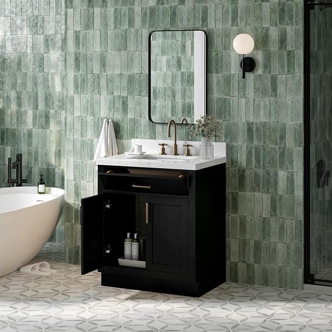 ARIEL Hepburn 30 Inch Single Rectangular Sink Bathroom Vanity - Image 2