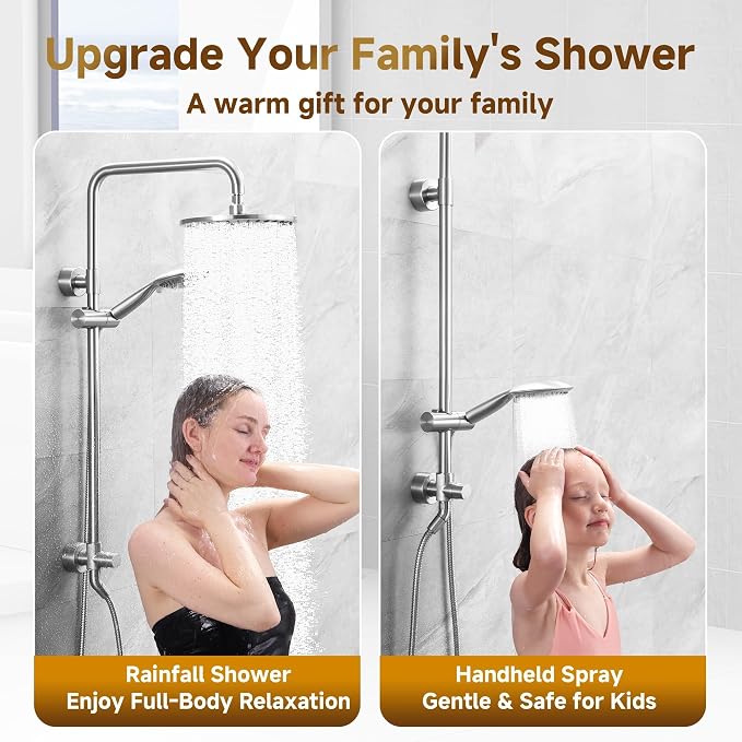 BRIGHT SHOWERS Rain Shower Heads System Including 9 Inch Rainfall Shower Head - Image 3