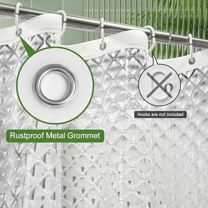 UFRIDAY 75 inch Long Plastic Clear Shower Curtain Liner, Waterproof Shower - Image 3