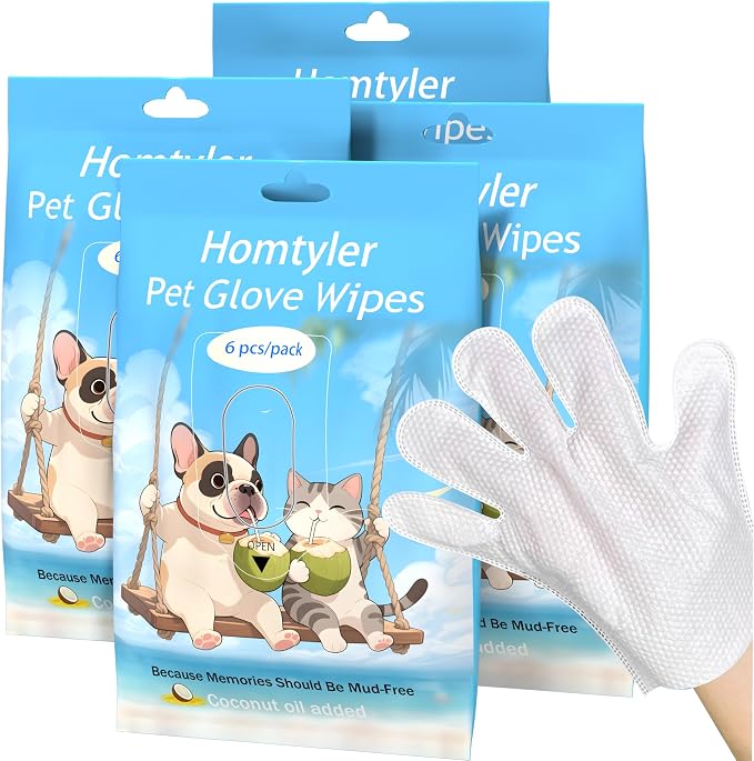 Dog Wipes Cleaning Deodorizing & Washing Gloves by Homtyler