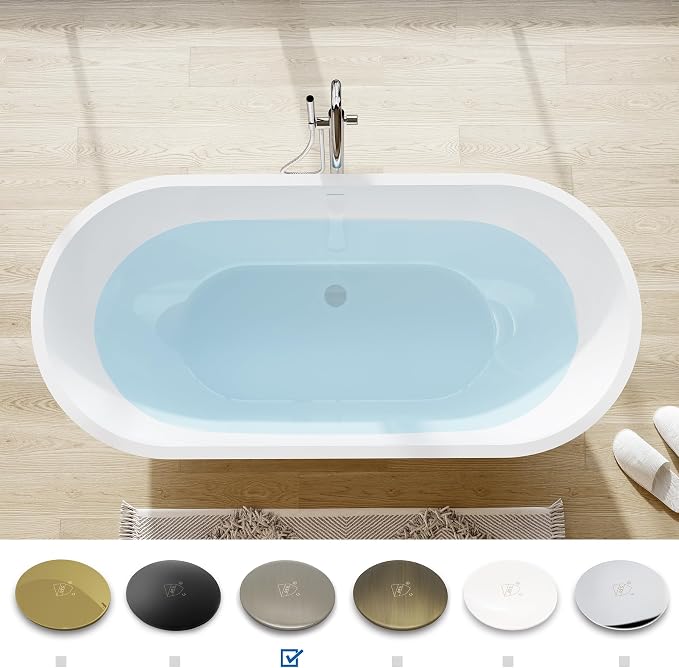 FerdY Bali 59" Acrylic Freestanding Bathtub, Gracefully Shaped Freestanding - Image 3