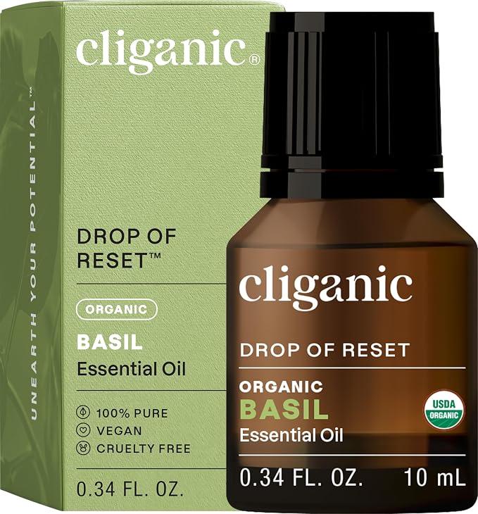 Cliganic Organic Basil Essential Oil, 100% Pure Natural by Cliganic