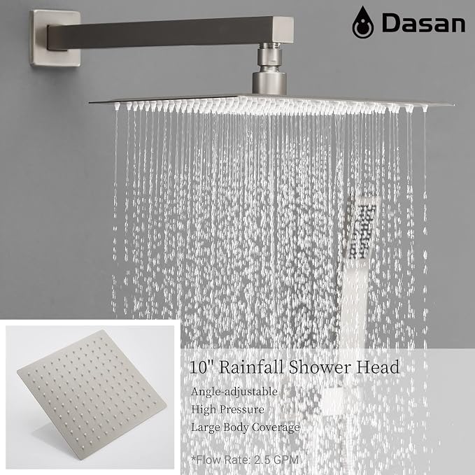 DASAN Tub Shower Faucets Sets Complete Brushed Nickel Bathtub Shower System - Image 3