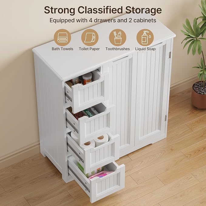 Gizoon Storage Cabinet, Bathroom Floor Cabinet, Kitchen Pantry, Side Storage - Image 4