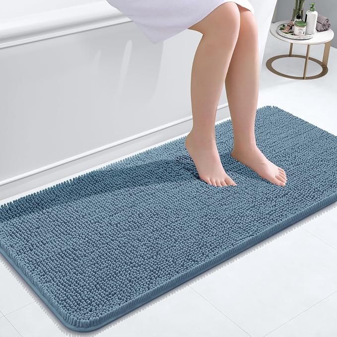 OLANLY Bathroom Rugs 47x20, Extra Soft Absorbent Chenille Bath Rugs, Rubber by OLANLY