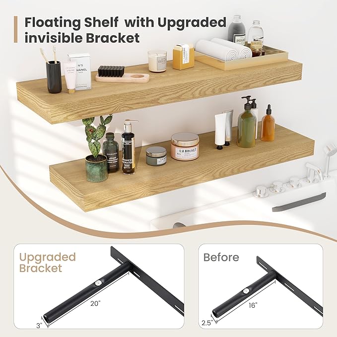Heimlove 12" Deep Floating Shelves, 36 x 12 Inch Wall Mounted Long Floating - Image 4