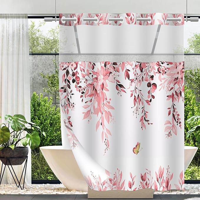 No Hook Shower Curtain and Liner Set, Bath Curtain Sets by TWLSNCD