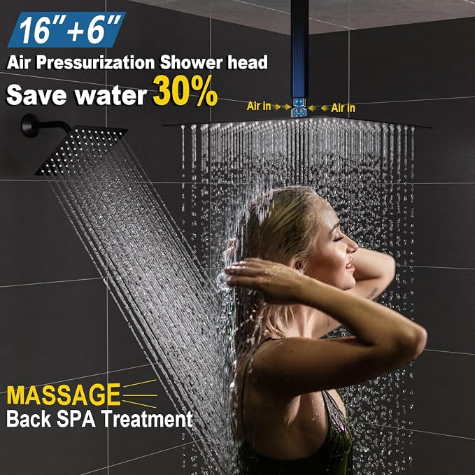 Enga Thermostatic Dual Rain Shower System, Shower Faucet Set - Image 4