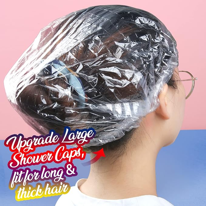 LEOBRO 100PCS Disposable Shower Caps, Large Shower Caps - Image 3