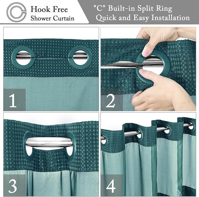 Gibelle No Hook Waffle Weave Shower Curtain - Image 4