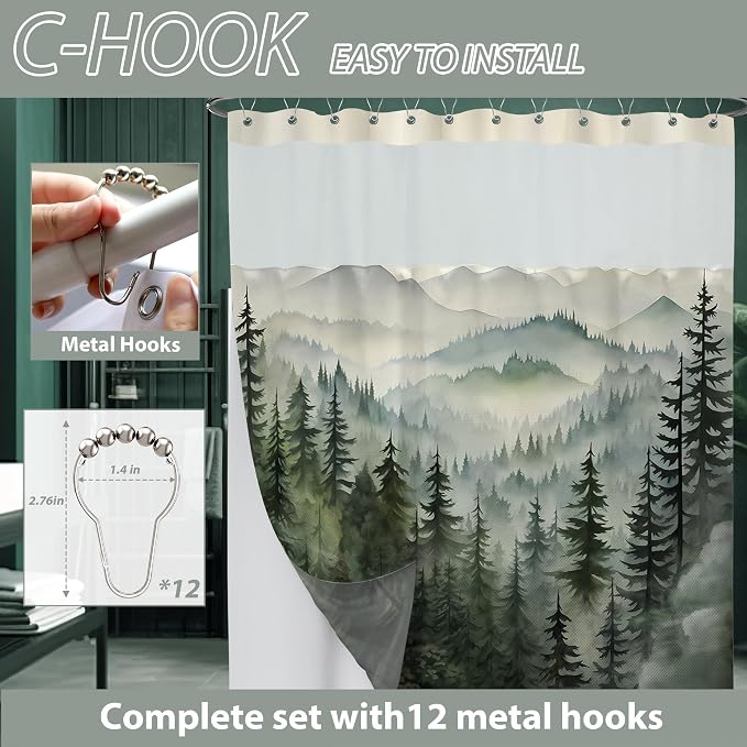 Forest See Through Mesh Top Shower Curtain - Image 7