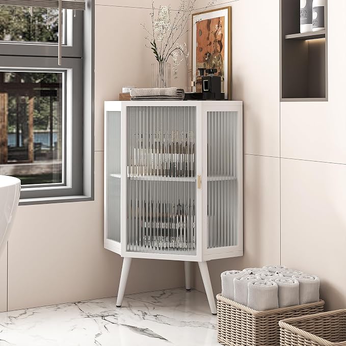Corner Storage Cabinet with Glass Door - Image 4