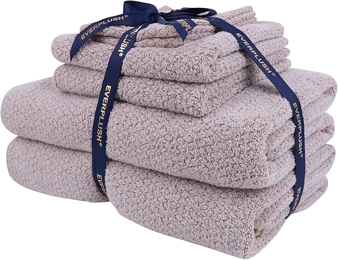 Everplush Diamond Collection 6-Piece Bath Sheet Towel Set, Soft Plush Jacquard by Everplush