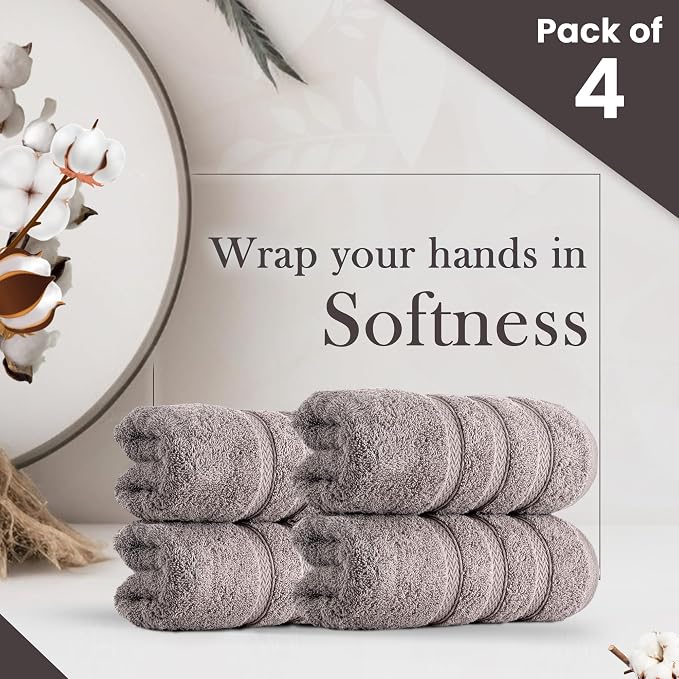 HALLEY Turkish 4 Pack Premium Hand Towels 650 GSM Highly Absorbent Super Soft - Image 2