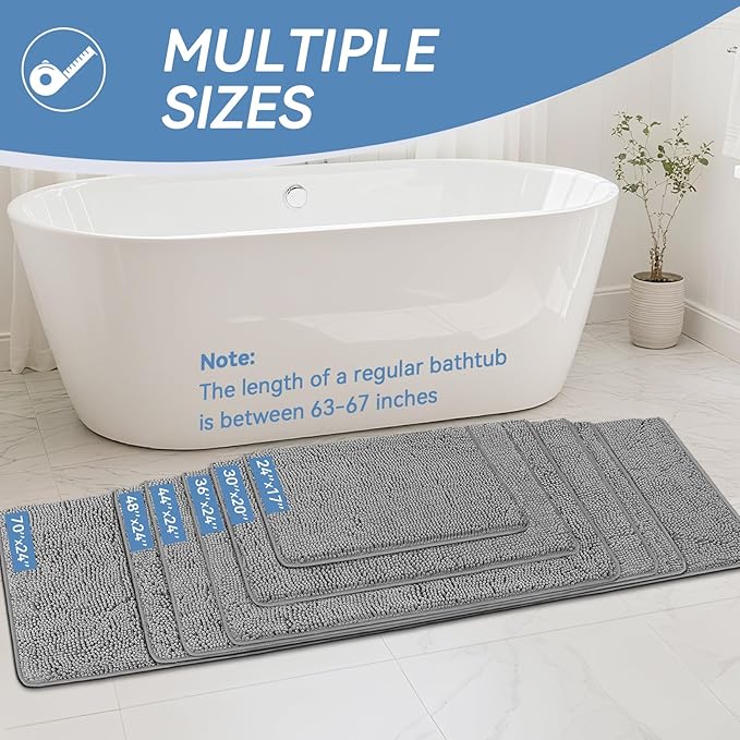 Bcoimo 44"×24" Absorbent Bath Mat, Non-Slip - Image 2