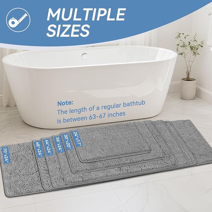 Bcoimo 70"×24" Absorbent Bath Mat, Non-Slip - Image 2