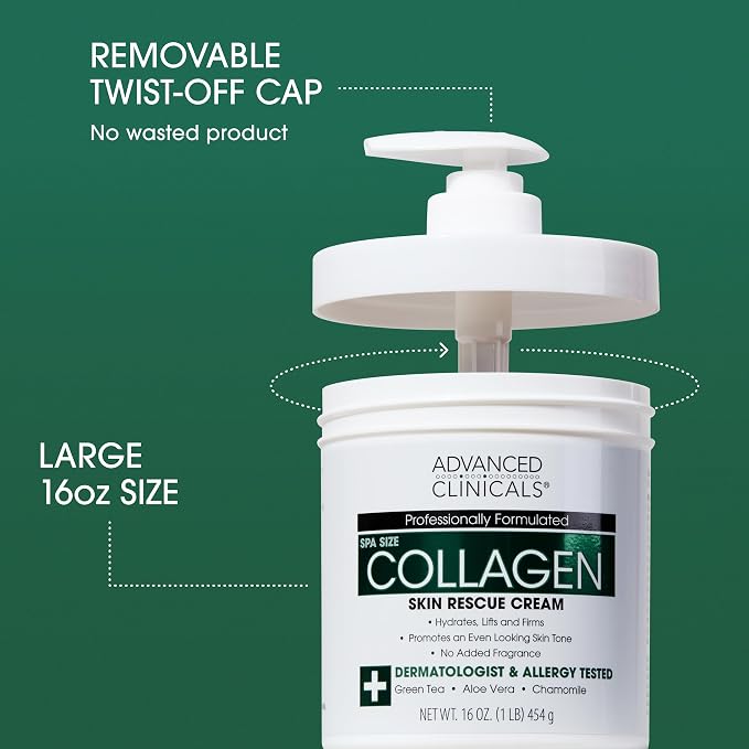 Advanced Clinicals Collagen Body Oil + Unscented Collagen Cream Body Lotion & - Image 3