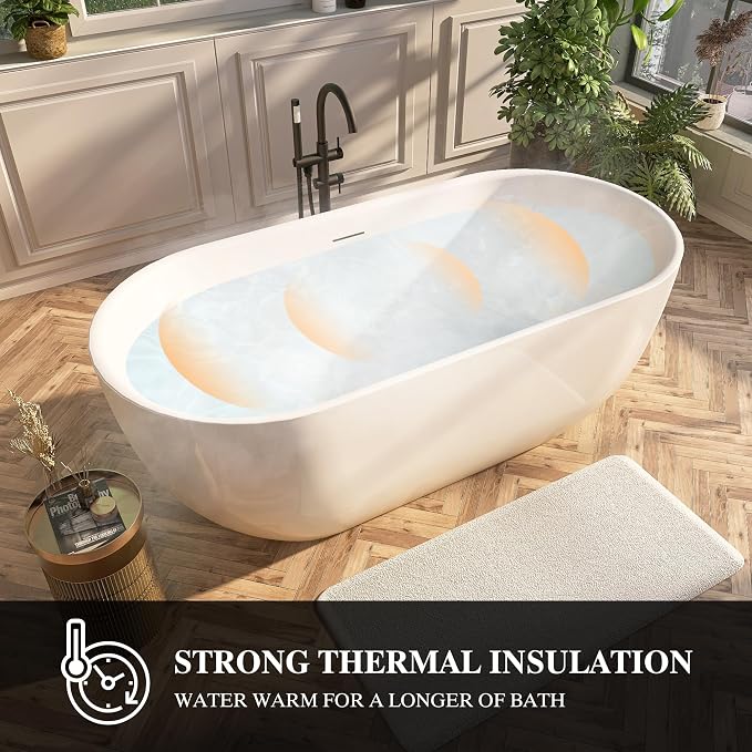 67" Acrylic Freestanding Bathtub, Contemporary Freestanding Tub - Image 6