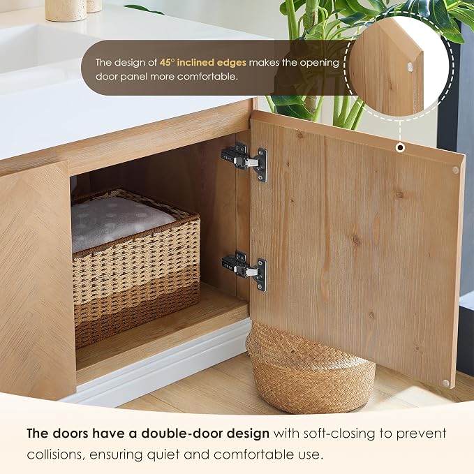 36 Inch Floating Sink Bathroom Vanity Wall Mount Single Vanities Overflow - Image 7
