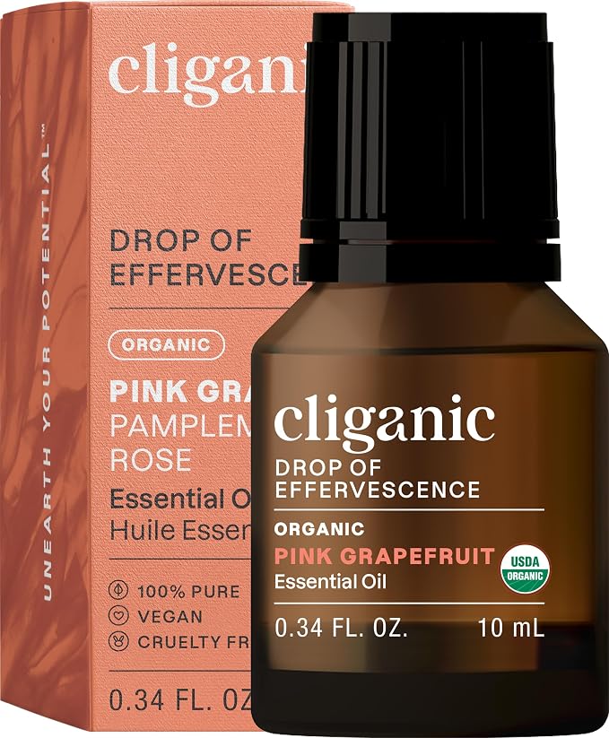 Cliganic Organic Pink Grapefruit Essential Oil, 100% Pure Natural, by Cliganic