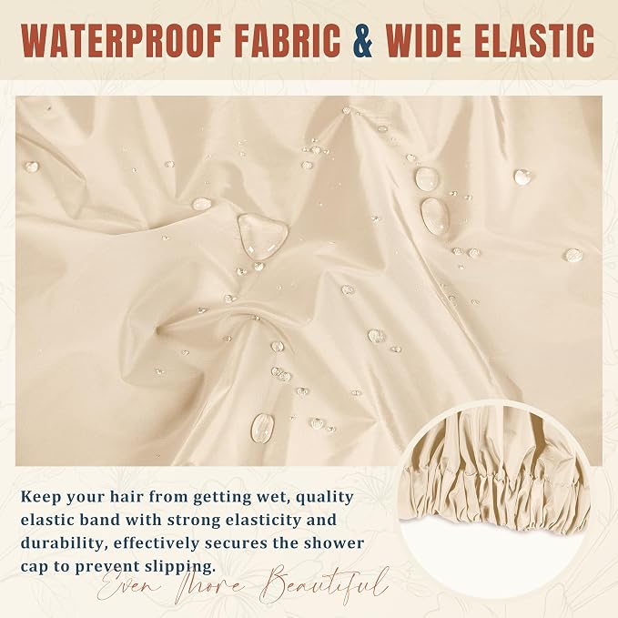 Reusable Shower Cap for Women, Stylish Large Waterproof Shower Bonnet Washable - Image 6