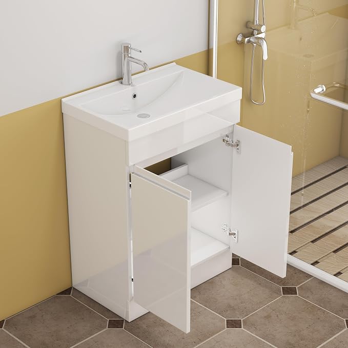 24-Inch Bathroom Vanity with Ceramic Sink Combo, Freestanding Modern Bathroom - Image 7