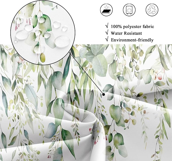 Riyidecor Extra Long Eucalyptus Leaves Shower Curtain - Image 6