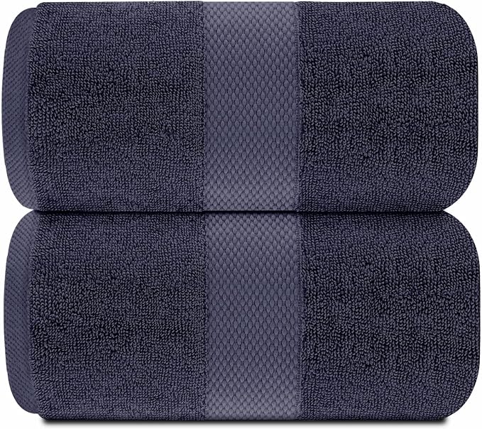 White Classic Luxury Soft Navy Bath Sheet Towels - Image 2