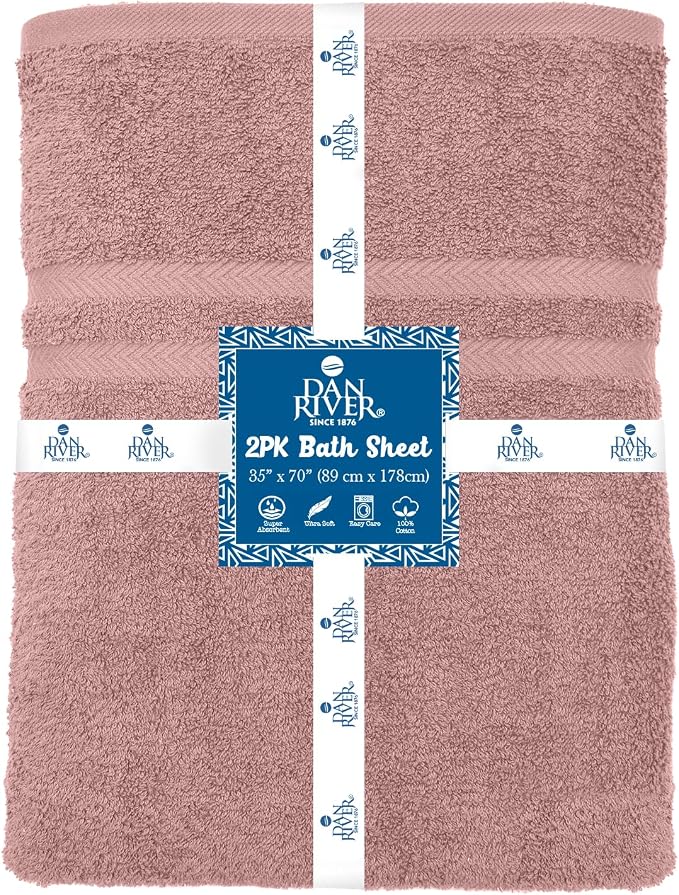 DAN RIVER 2 Pack Luxury Bath Sheets 35x70, 600 GSM, Soft & Quick Dry 100% Ring - Image 4