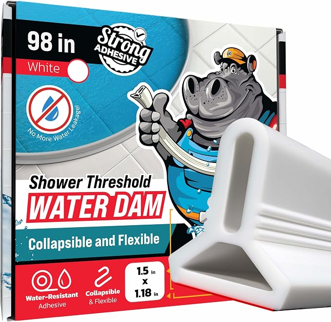 Shower Threshold Water Dam Barrier 98" by ExploreHippoDam