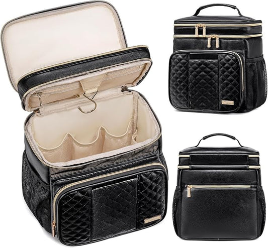 Large Leather Toiletry Bag for Women Men, Bathroom Bag, Water Resistant Shower by Tealari