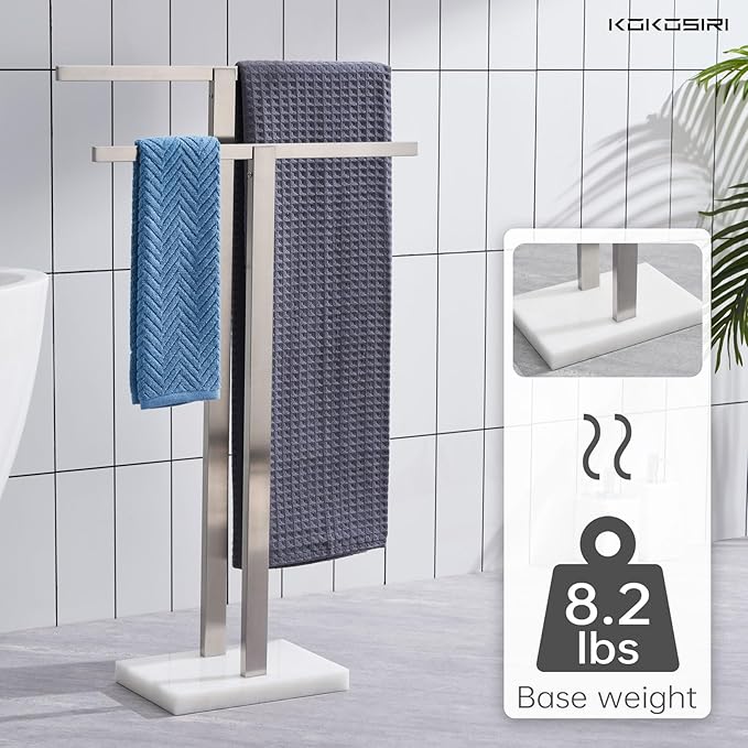 KOKOSIRI Bathroom Towel Racks 2-Tier Standing Towel Bars - Image 4