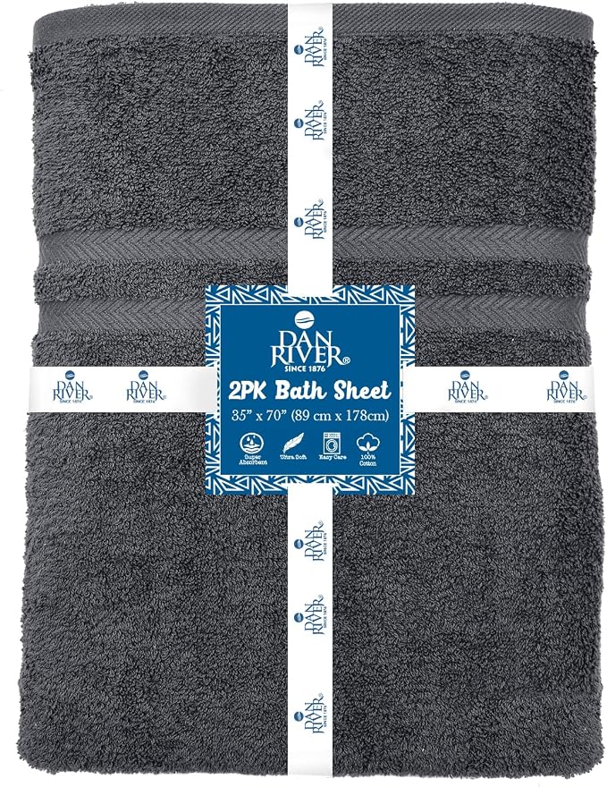 DAN RIVER 2 Pack Luxury Bath Sheets 35x70, 600 GSM, Soft & Quick Dry 100% Ring - Image 4