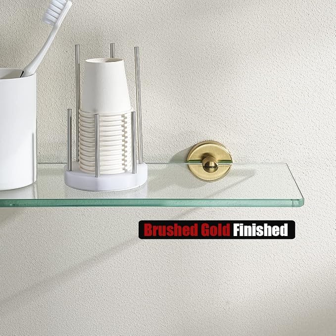 JQK Bathroom Glass Shelf Gold, Tempered Glass Shower Storage 12 by 5 inches - Image 7