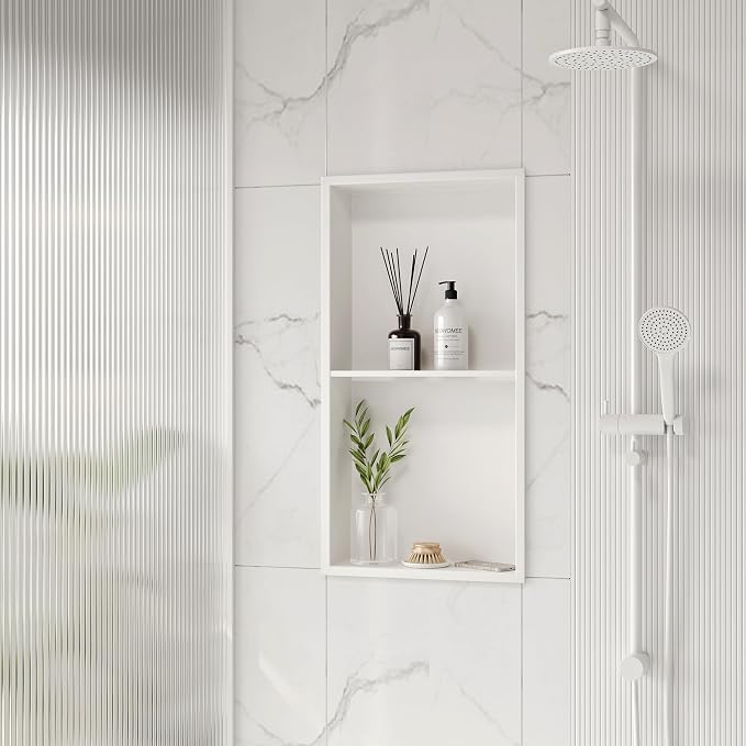 Neodrain No Tile Shower Niche, Stainless Steel Wall Niche 13.1"X25.1", Two-Tier - Image 2