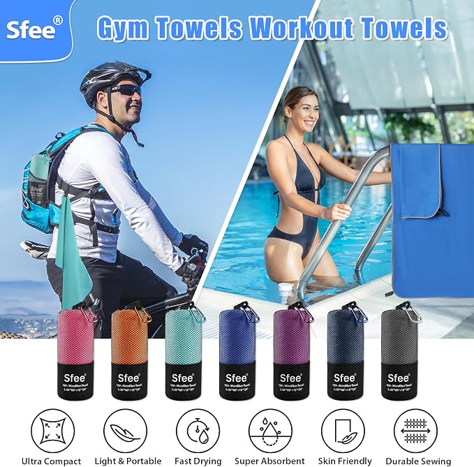 Sfee XL Microfiber Towel, Quick Dry Beach Towel Set 2 Pack - Image 5