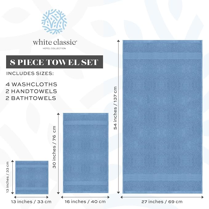 White Classic Luxury Bath Towel Set of 8 Pieces - Image 4