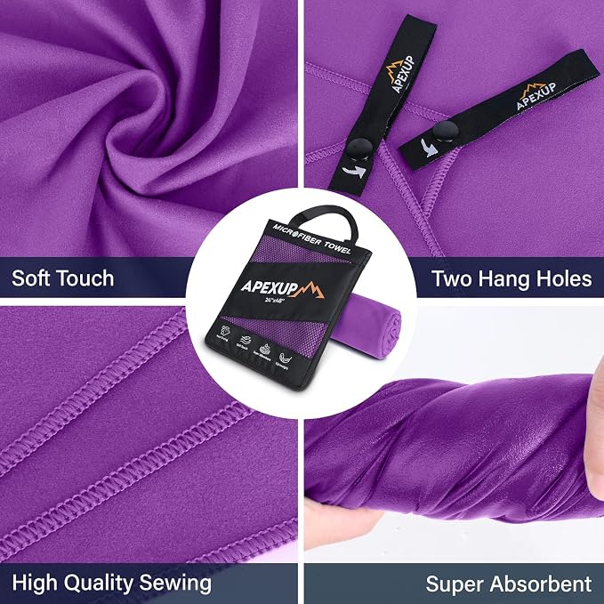 APEXUP Microfiber Travel Towel, Ultra Absorbent Quick Dry Towels, Lightweight - Image 2