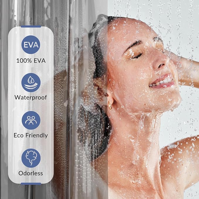 AmazerBath Premium EVA Shower Curtain Clear Grey, Luxury Shower Curtain Grey - Image 5