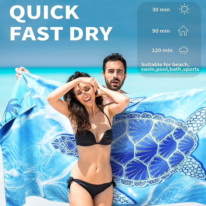 4 Pack Lightweight Thin Beach Towel Oversized 71"x32" Big Extra Large - Image 3