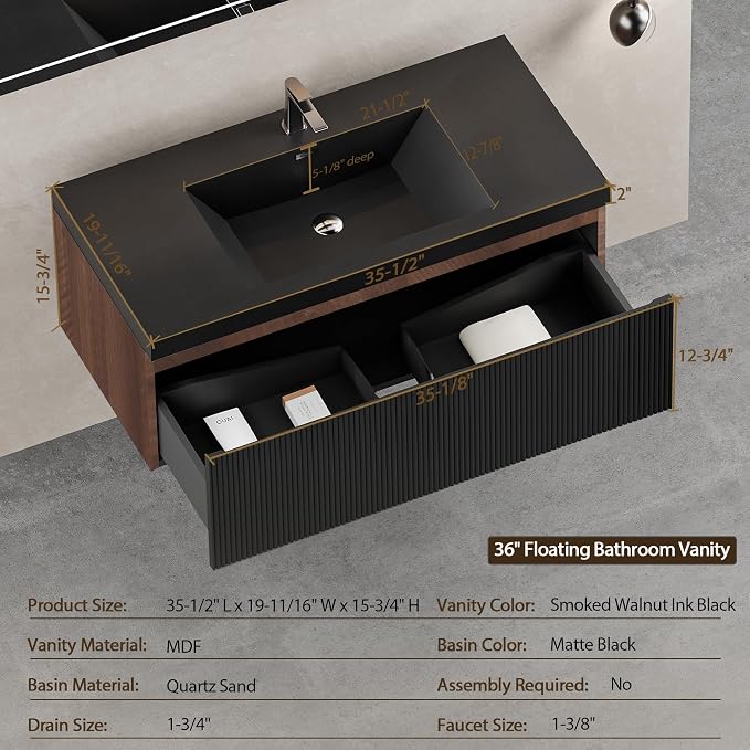 36" W Floating Bathroom Vanity - Image 2