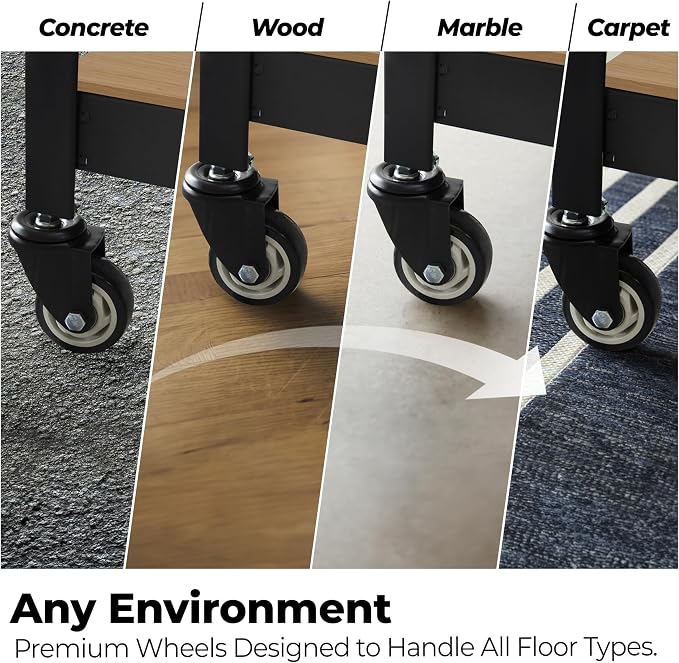 HOMEDANT House 48.1" 5-Tier Metal Rolling Cart Shelf Rack Casters Heavy Duty - Image 14