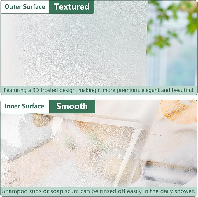 Waterproof Frosted Shower Curtain Liner Extra Tall 72 x 90 Inch, Bpa-Free EVA - Image 4