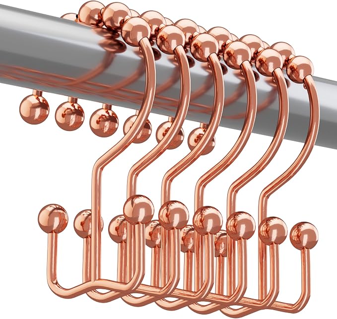Titanker Shower Curtain Hooks Rings Rust Resistant Metal Double Glide Shower by Titanker