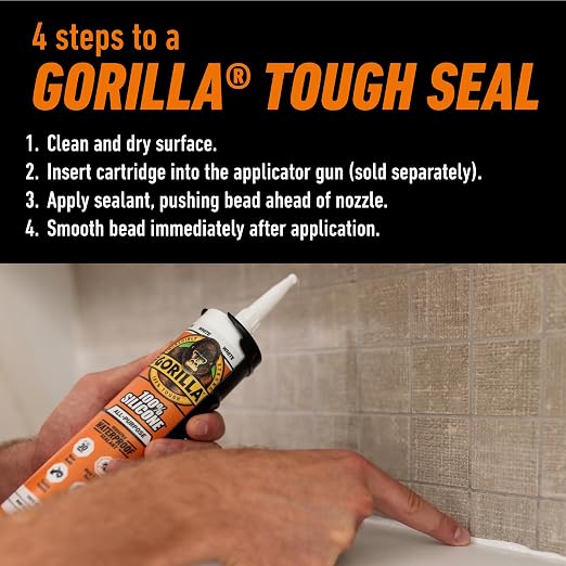 Gorilla Waterproof Caulk & Seal Silicone Sealant, 10oz Cartridge - Image 4