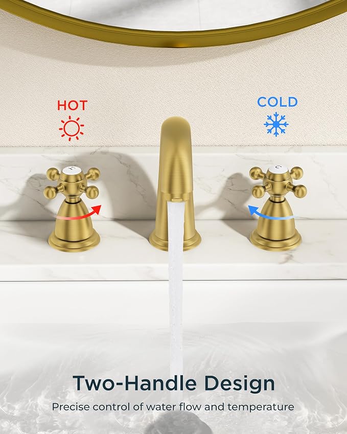 FORIOUS Brushed Gold Bathroom Faucet, Bathroom Sink Faucet 3 Hole - Image 5