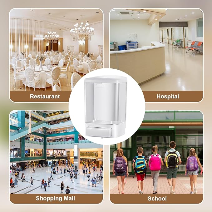 Hushee 4 Pcs Plastic Wall Mounted Soap Dispenser Commercial Manual Soap - Image 7