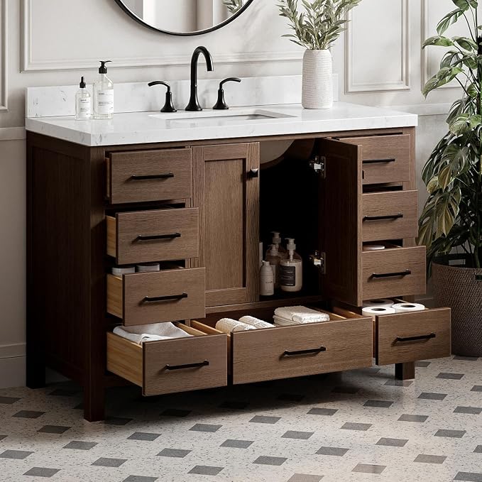 ARIEL Cambridge 48 Inch Single Rectangle Sink Bathroom Vanity - Image 2