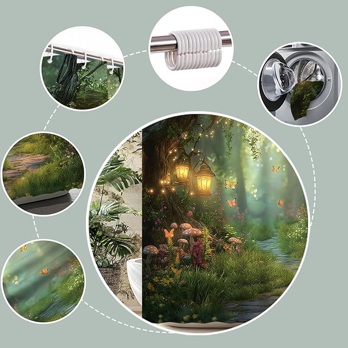 Fantasy Forest Path Shower Curtain Fairy Magical Enchanted Misty Jungle - Image 6
